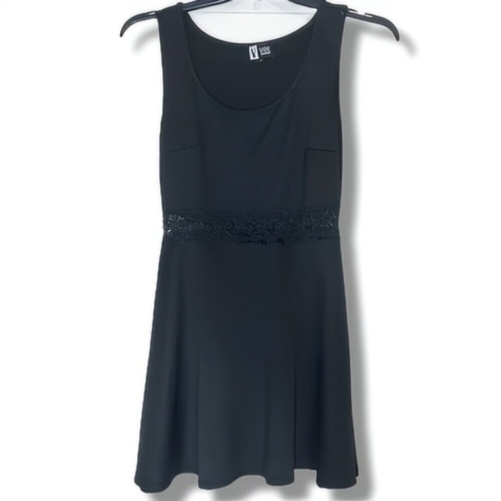 Vibe Sportswear Black Sleeveless Tennis Dress Pickleball Dress Lace Cutout Large